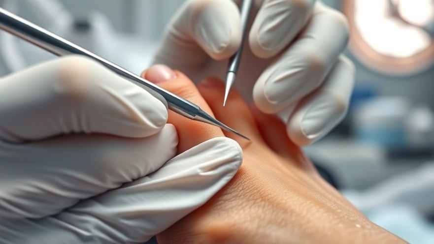 Medical professional performing nail fungus laser treatment in a sterile environment.