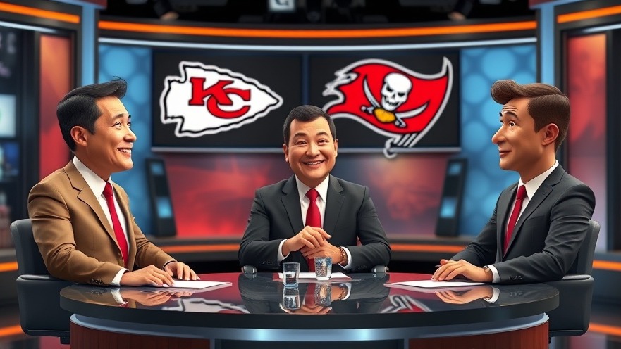 NFL news panel discussing training camp and rookie performance with vibrant studio backdrop.