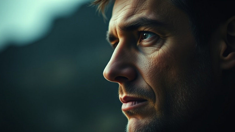 Thoughtful man's close-up highlighting AI companionship theme.