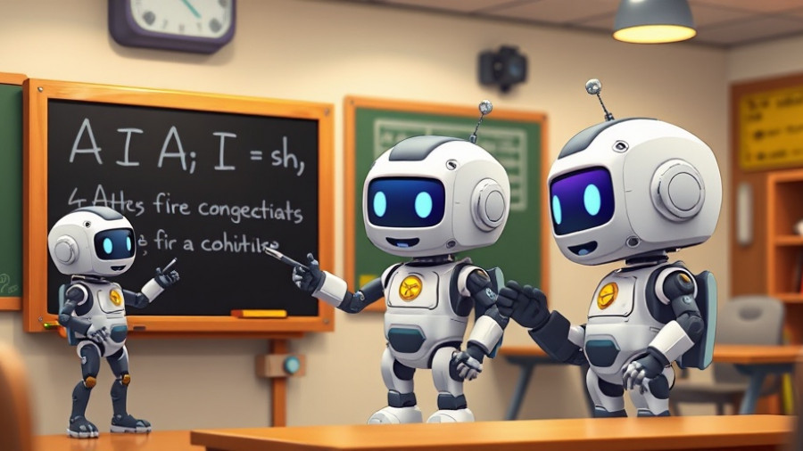 AI-Driven SaaS Integration illustrated by cartoon robots teaching AI concepts.