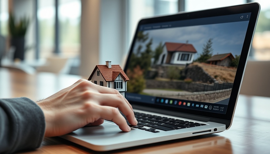 Hybrid cloud in PropTech represented by a miniature house on a laptop.