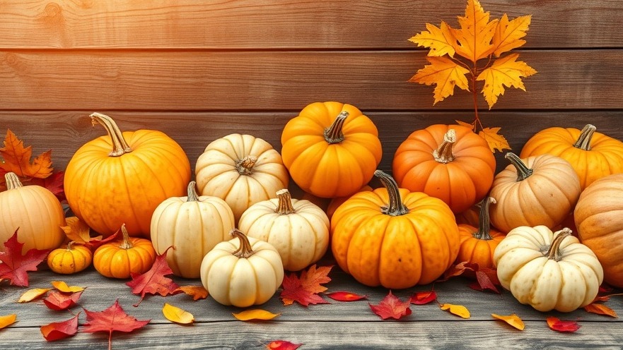 Rustic eco-friendly gardening scene with pumpkins, autumn leaves, and warm sunlight.