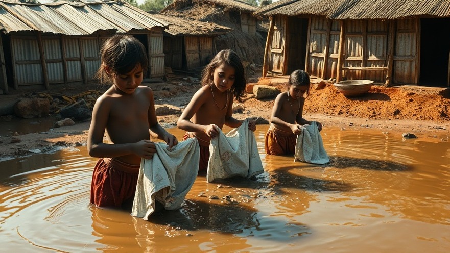Young girls in squalor demonstrate the need for clean water access and innovative sanitation solutions.