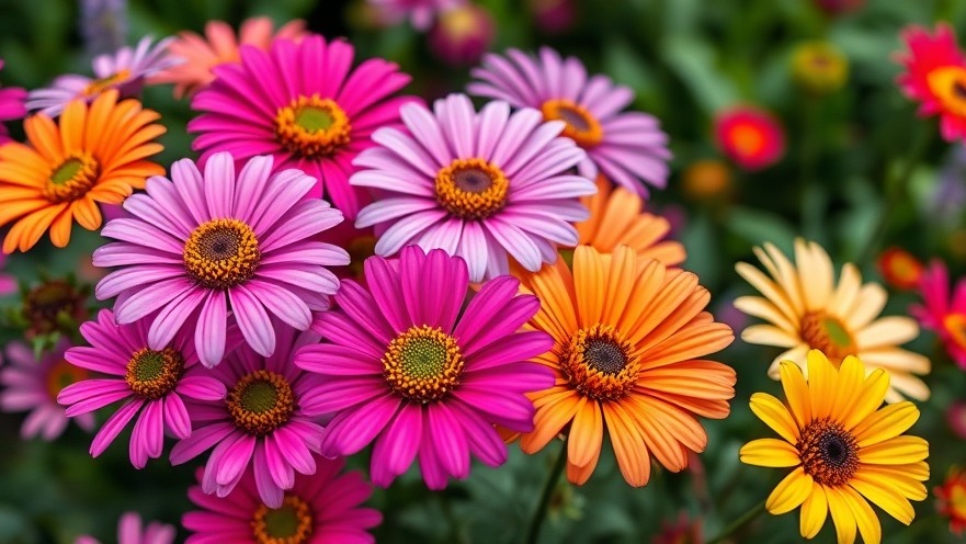 Vibrant osteospermum flowers in bloom, showcasing eco-friendly gardening practices.
