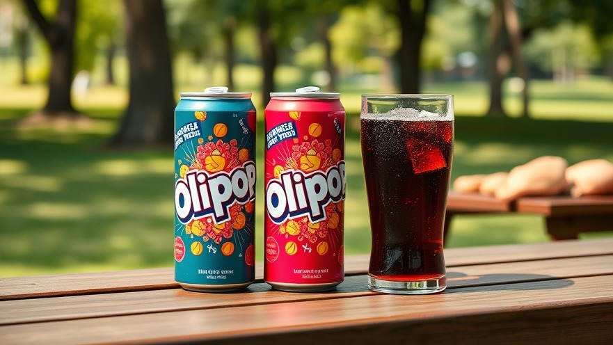 Colorful Olipop soda cans promoting sustainable food service and energy efficiency.
