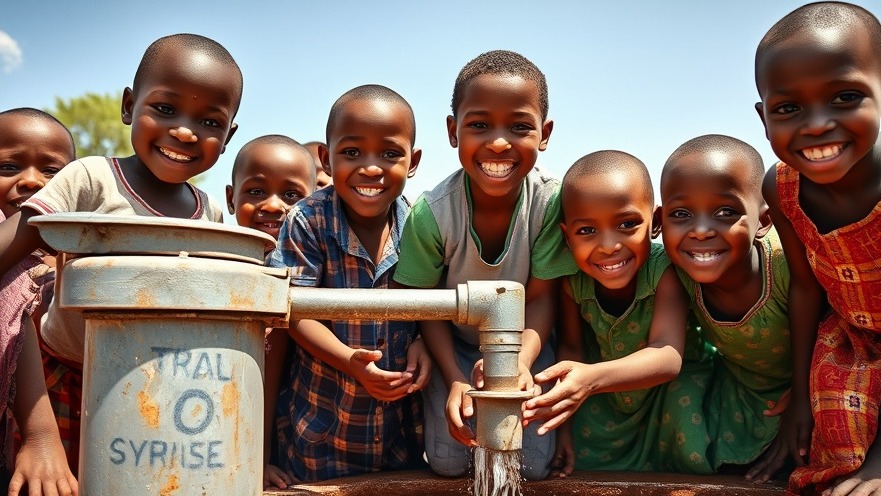 Children joyfully using a water pump in Burkina Faso, promoting water conservation.
