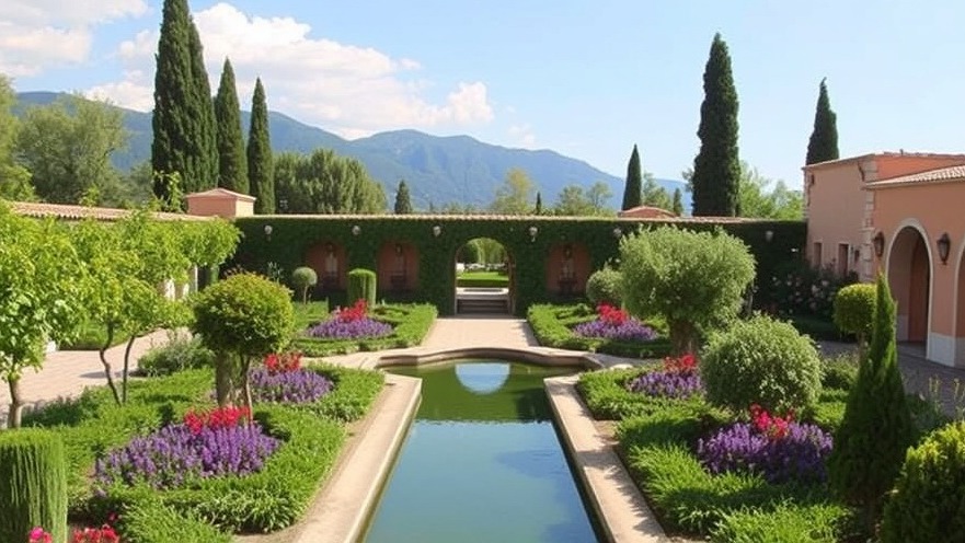 Explore eco-friendly gardening in Mediterranean gardens, showcasing water conservation.