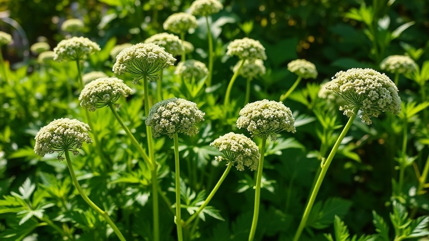 Vibrant angelica archangelica in eco-friendly gardening, showcasing lush foliage and delicate flowers.