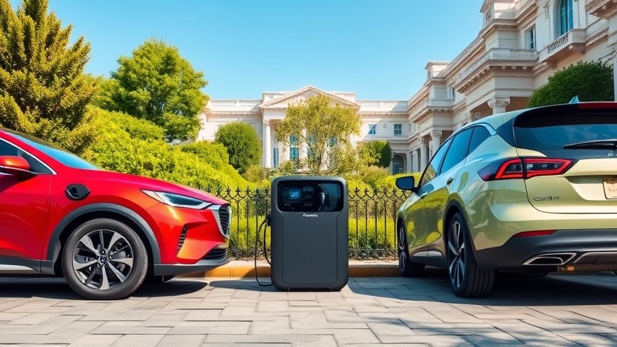 Two electric vehicles charging from a Zendure v4600, showcasing solar energy and eco-friendly hospitality.