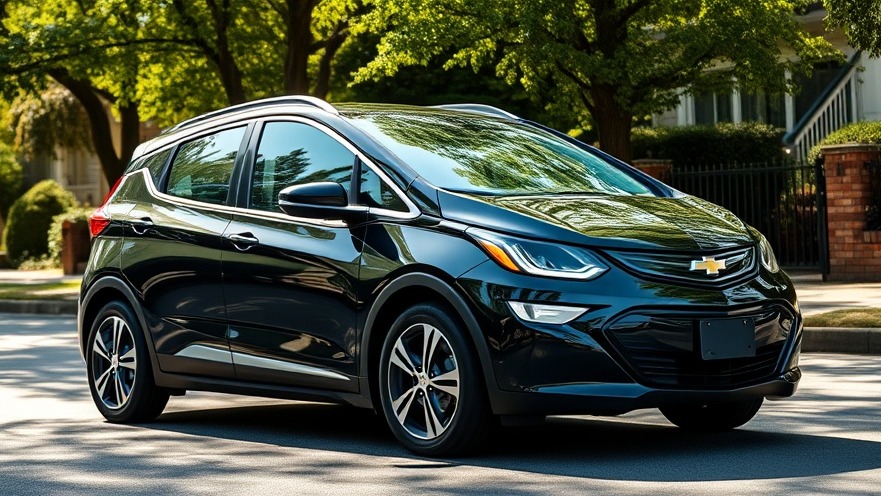 Sleek black Chevy Bolt showcasing sustainable transportation options on a quiet street.