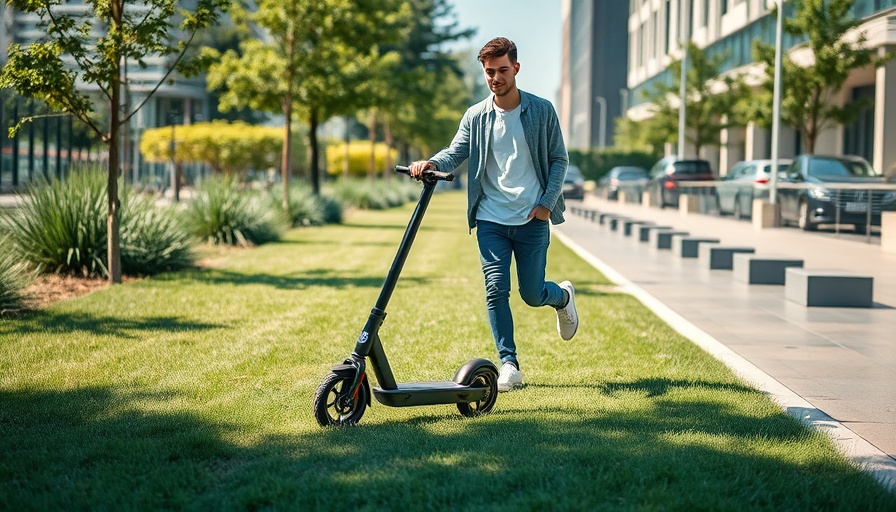 Individual observing E-bike and E-scooter safety rules on grassy path.