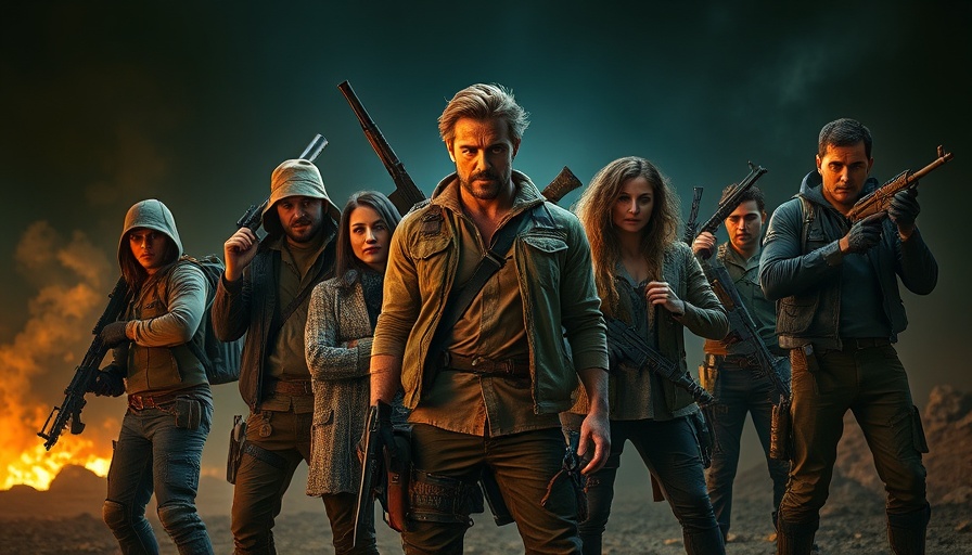Post-apocalyptic characters in a dramatic scene for Fallout Halloween Horror Nights.
