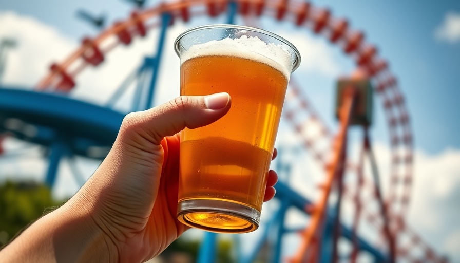 Beer at SeaWorld Orlando's Bands, Brew & BBQ with roller coaster.