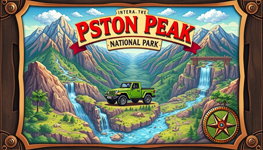 Illustrated map of Piston Peak National Park from Disney movie.