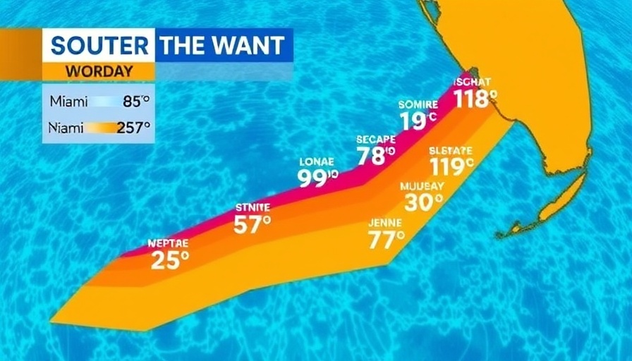 South Florida Juneteenth weather map with temperatures shown.