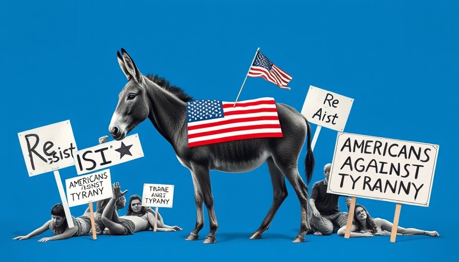 Democrats Meeting the Moment political collage with donkey and signs
