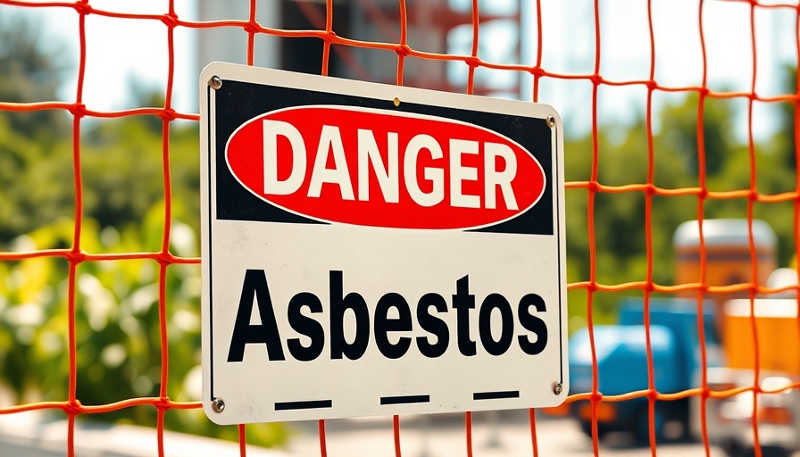 EPA Reconsiders Asbestos Ban warning sign on safety fence.