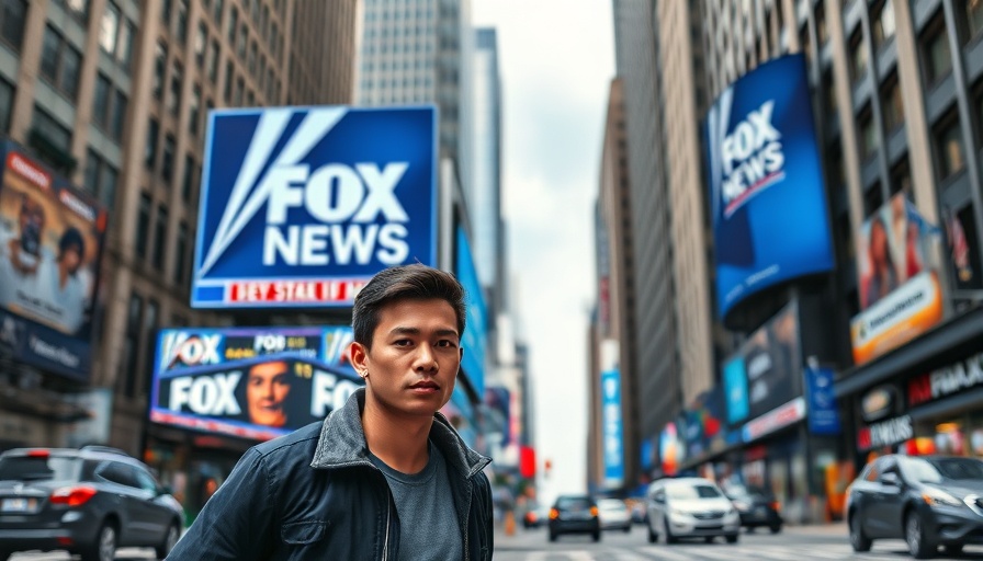 Fox News billboard on city street related to Dominion defamation case.