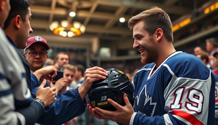 Florida Panthers fan engagement event with sports figure signing memorabilia.