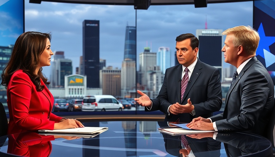 News anchors in a studio discussing Miami budget deficit.