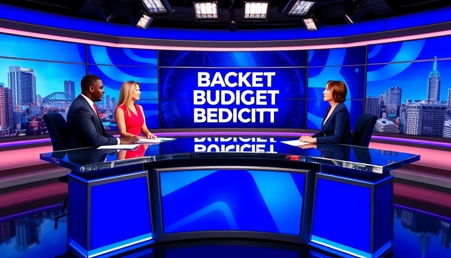 News anchors on Miami budget deficit discussion set.