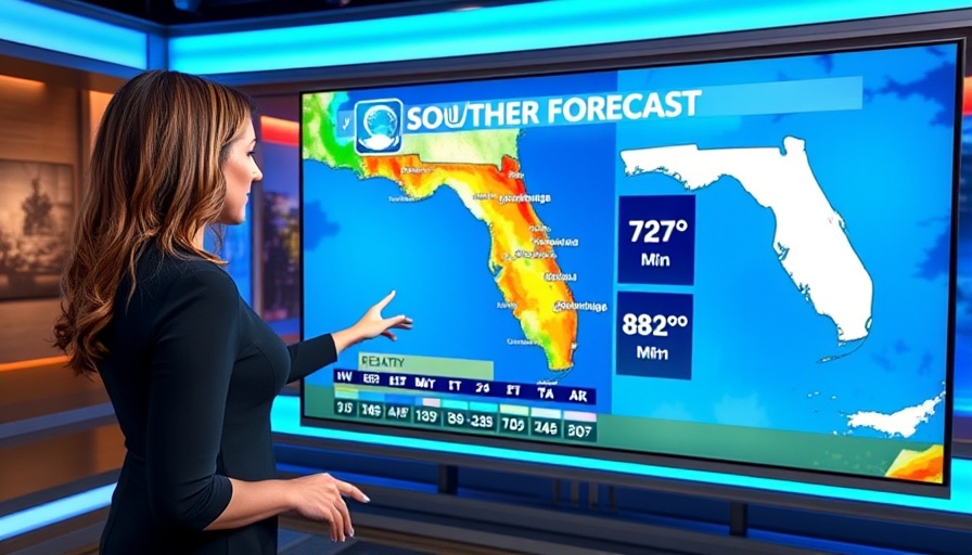 Heat Advisory South Florida map displayed by meteorologist in studio.