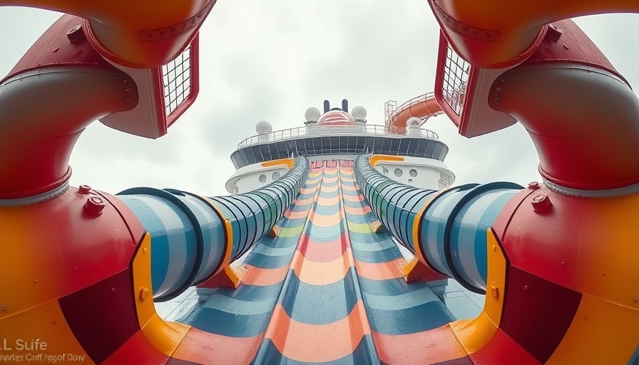Cruise ship water slide illustrating safety features.