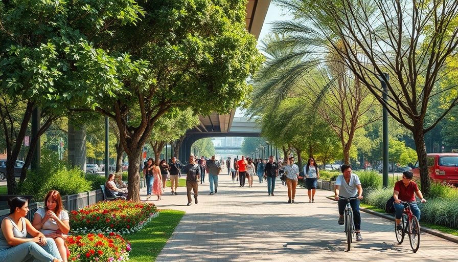 Rendering of Overtown Underduck project with people in park.