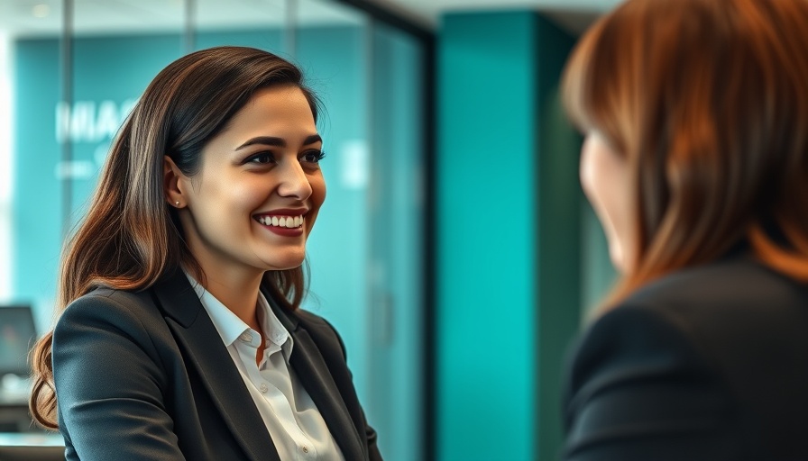 Engaged woman in conversation about AI in Dating, professional setting.