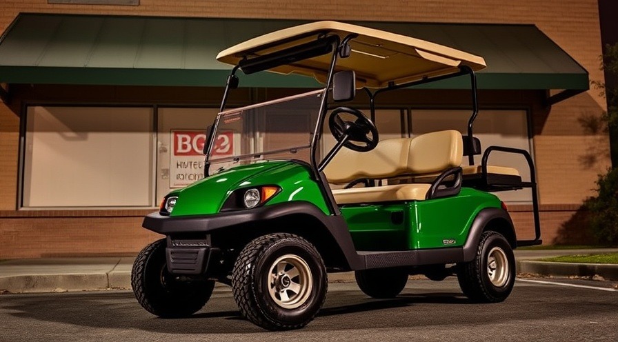 A hunter green golf cart, part of Aberdeen Police Department's community crime prevention efforts.