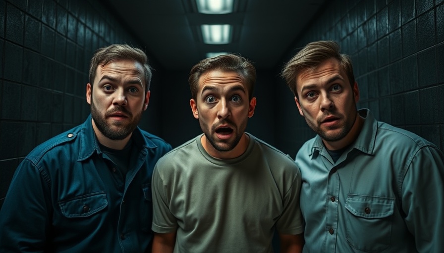 Men in prison setting expressing emotions, Sora 2 AI video generation theme.