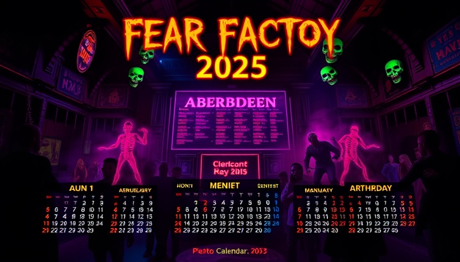 Indoor Haunted House Aberdeen event calendar with neon elements for 2025.