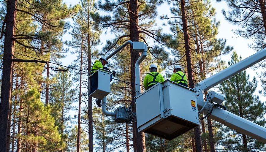 Technicians repairing cables in Southern Pines forest