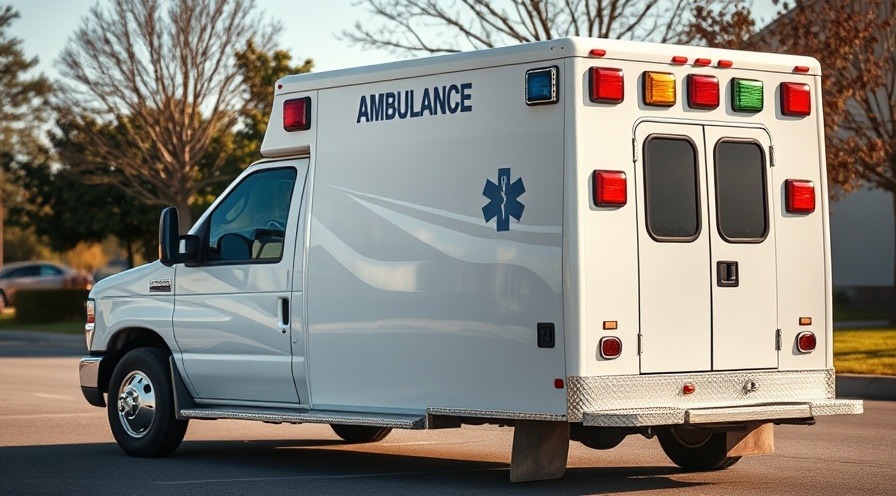 White ambulance responding to a dog attack accident, highlighting pet safety.