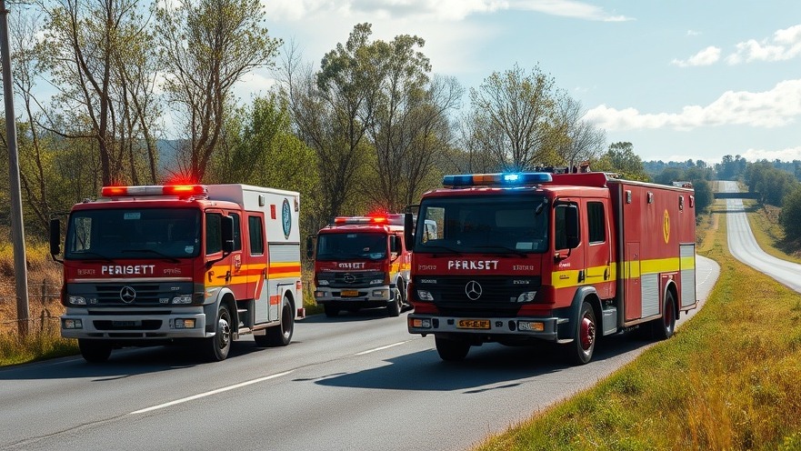 Emergency vehicles respond to a traffic accident in Moore County, showcasing road safety efforts.