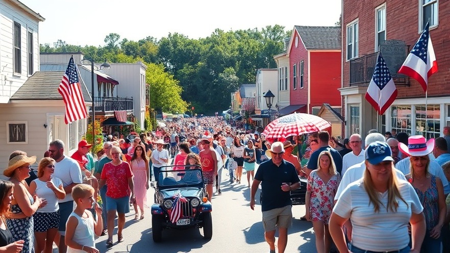 A vibrant Independence Day parade in Pinehurst, showcasing festive crowds and colorful displays.