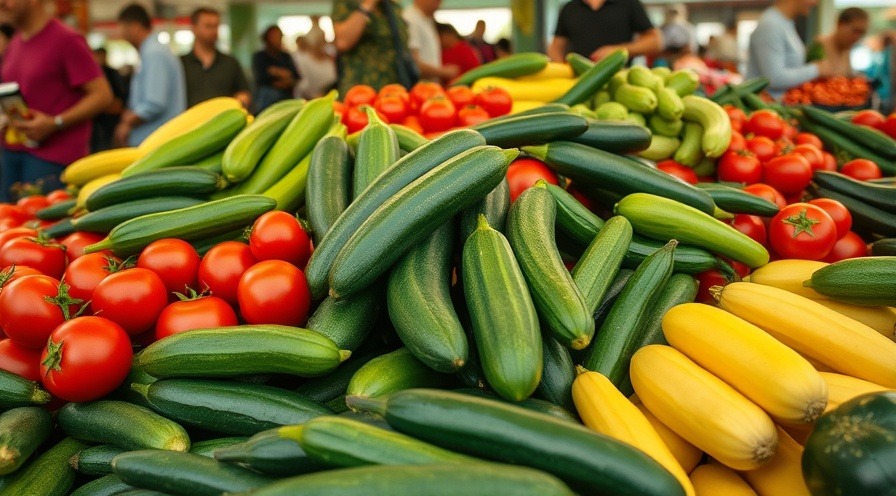 Vibrant seasonal produce display at a local farmers market, showcasing healthy lifestyle.