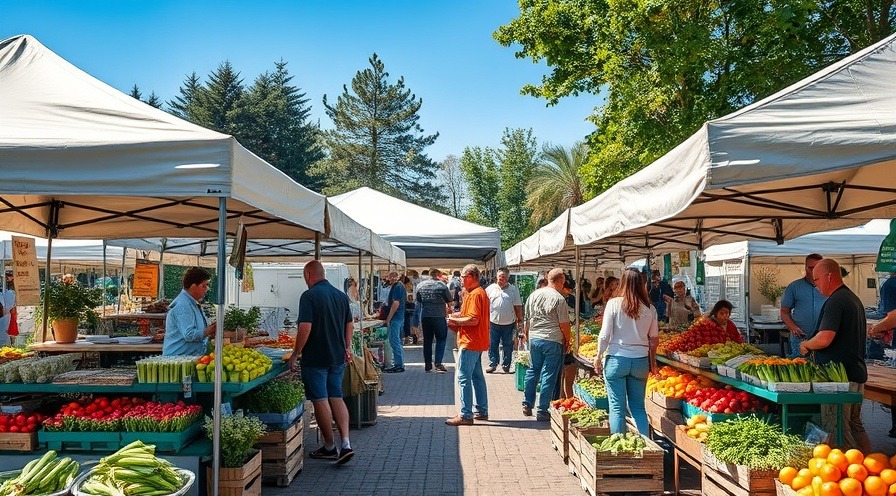 Vibrant Southern Pines events at a lively farmers market with fresh local produce.