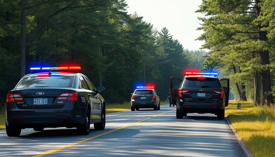 State trooper vehicles at antique tractor crash investigation site.
