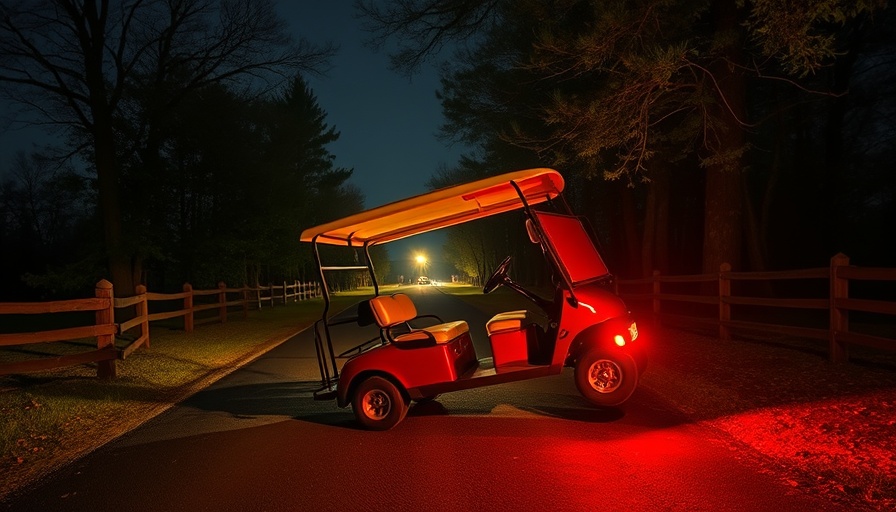 Overturned golf cart on rural road in Seven Lakes West