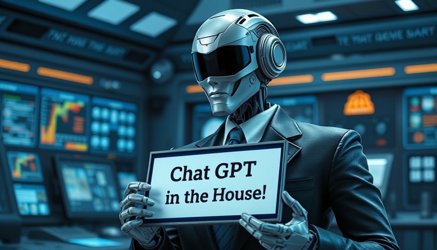 Futuristic robot representing ChatGPT agent job replacement with sign.