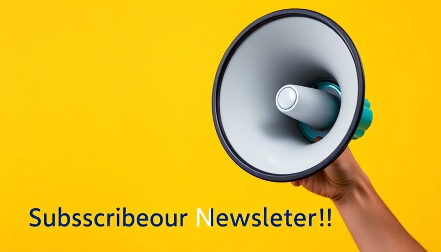 Promotional megaphone with newsletter subscription text