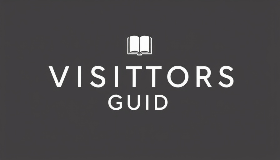 Visitors Guide text with book icon in white on black