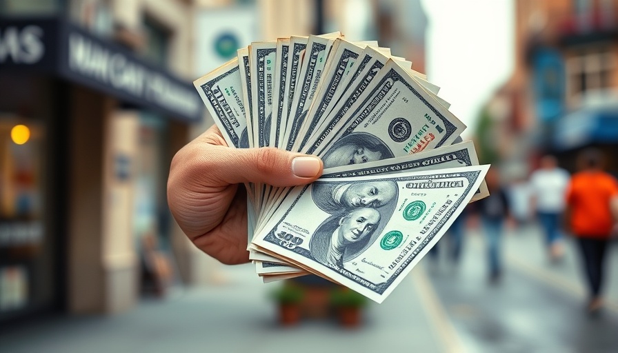 Hands holding dollar bills, outdoors, showing how to make money in one hour.