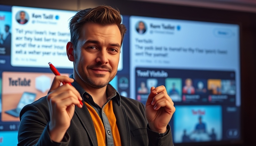 Man with red marker highlighting a tweet about YouTube monetization
