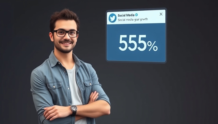 Confident professional showing social media growth statistics, Building a Brand with Social Media in 2025