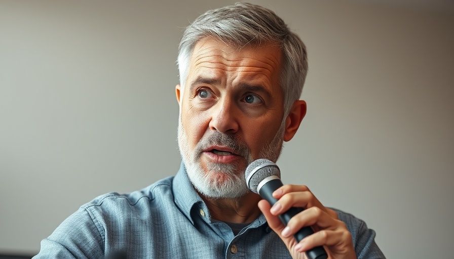 Middle-aged man speaking about perfectionism as an excuse during an interview.