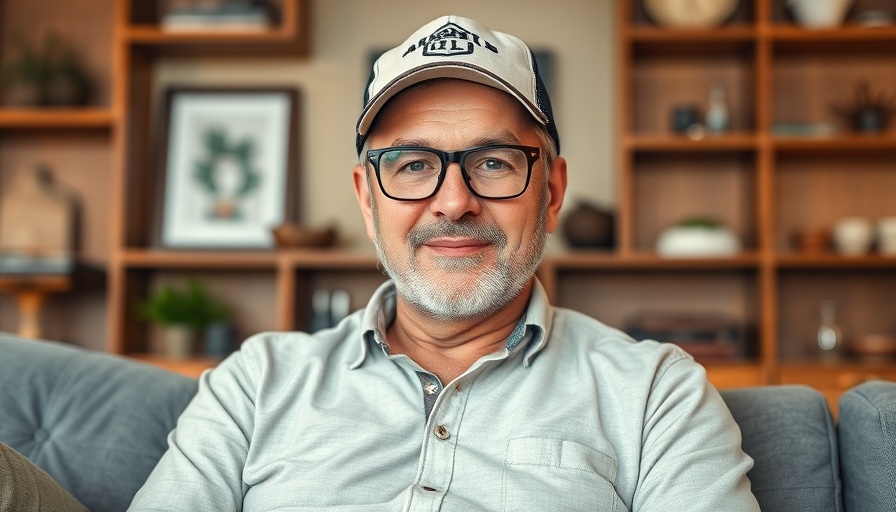 Middle-aged man embracing early retirement after 40, relaxed at home.