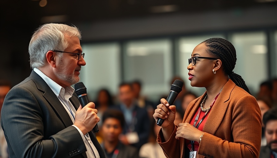 Two speakers discussing Youtube monetization at a conference.