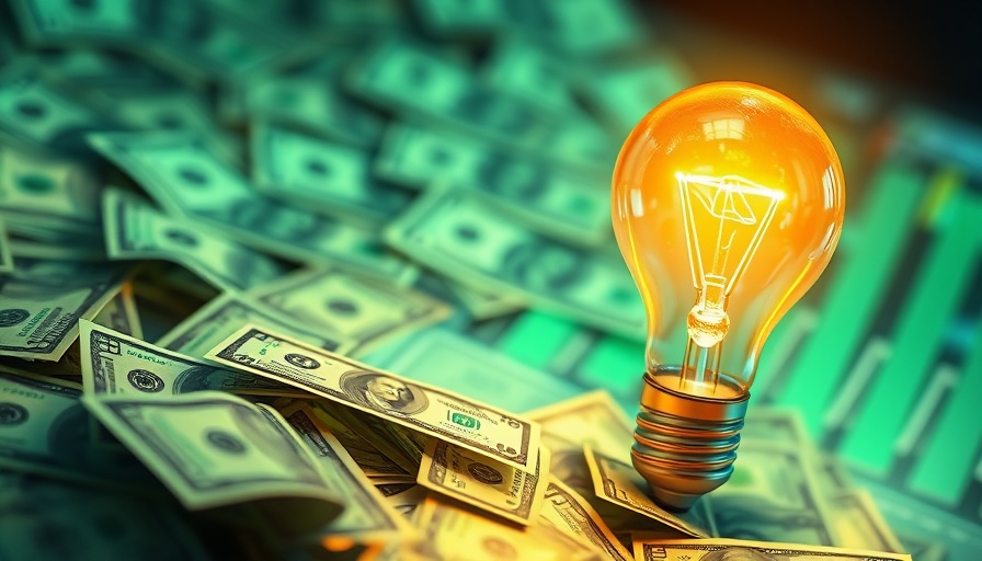Business idea concept with light bulb and green money background, make money online.
